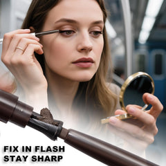 HECI BEAUTY dark brown color swatch on arm showing rich, true-to-shade pigment