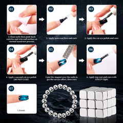 heemeei magnets arranged to show pattern options for creative nail designs