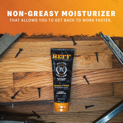 Heff tube close-up showing lotion texture and quick absorption