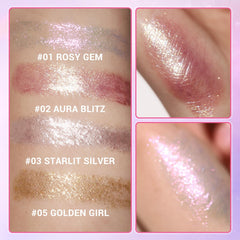 Hegafoo swatches of four multicolor shades showing color payoff