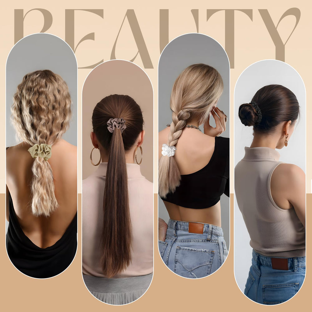 Helamvly scrunchie worn in a bun on thin hair, prevents creasing and slippage