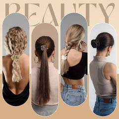 Helamvly scrunchie worn in a bun on thin hair, prevents creasing and slippage