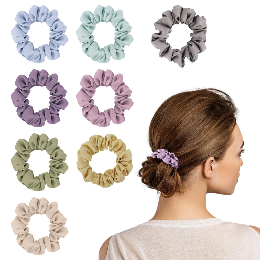 Helamvly front packaging showing eight colorful scrunchies and neat gift box benefit-organized storage