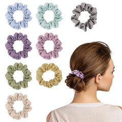 Helamvly front packaging showing eight colorful scrunchies and neat gift box benefit-organized storage
