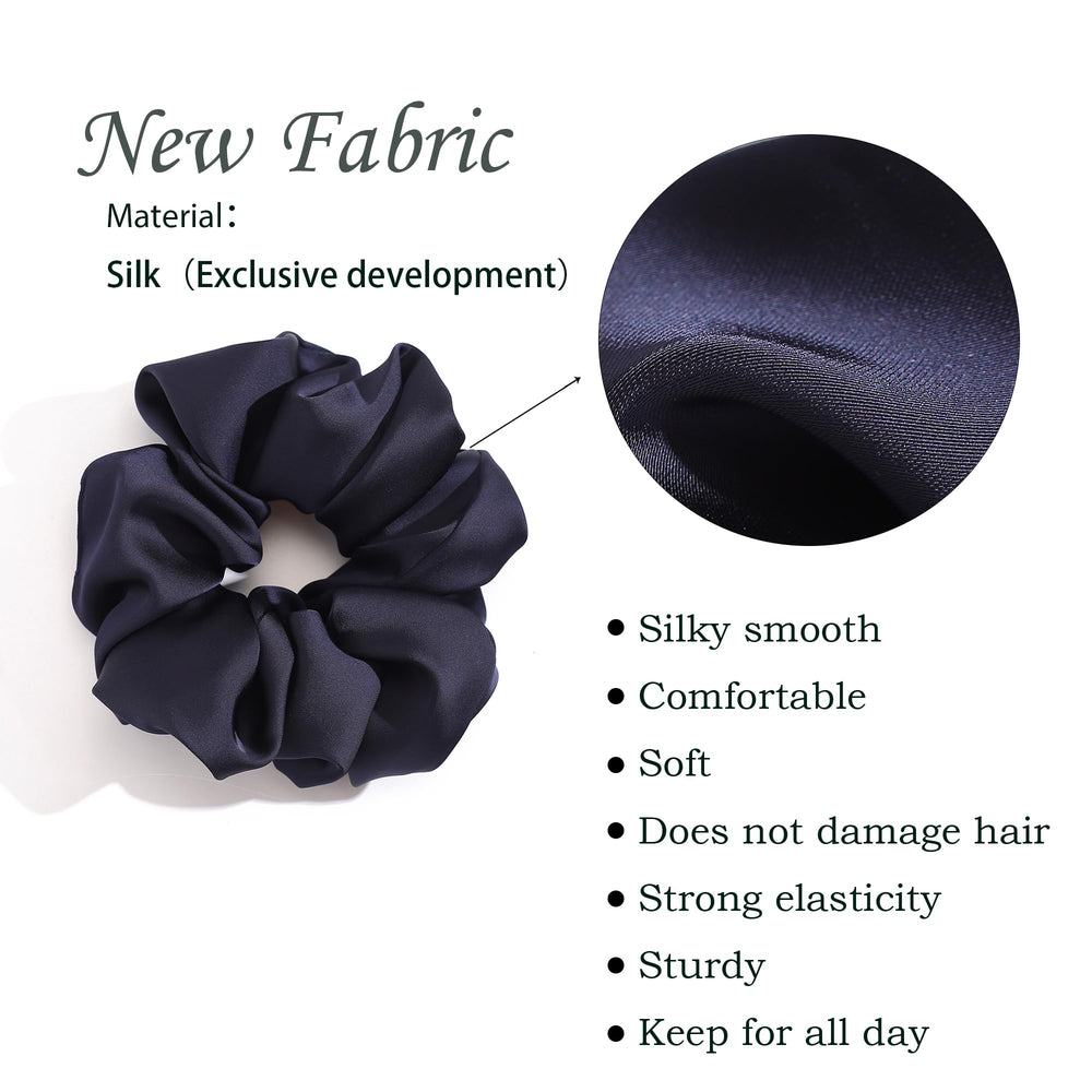 Helamvly scrunchie stretched to show elastic strength benefit secure hold on thick hair