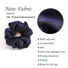 Helamvly scrunchie stretched to show elastic strength benefit secure hold on thick hair