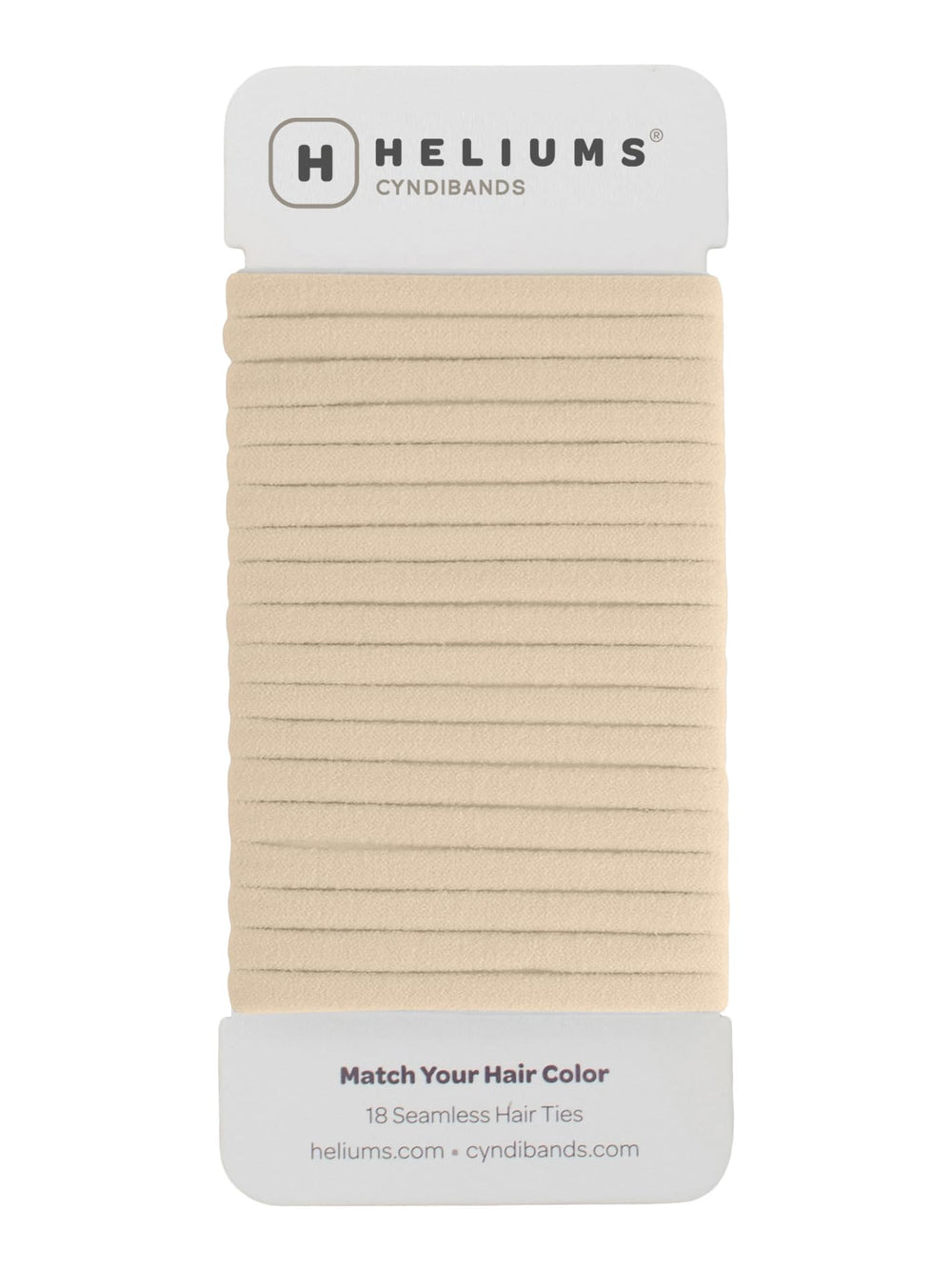 Heliums beige blonde pack front view showing 18 no-damage hair ties