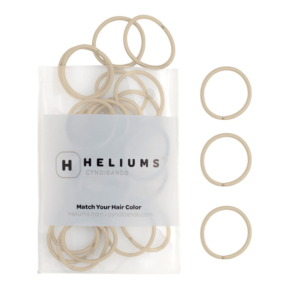 Heliums front pack showing 48 light blonde mini hair ties and clear labeling benefit: organized supply