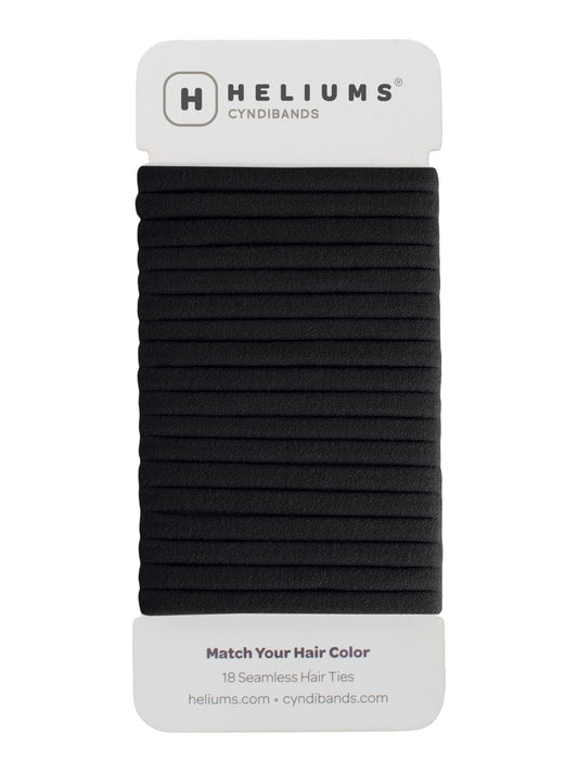 Heliums front packaging showing 18 black ties, neat storage benefit