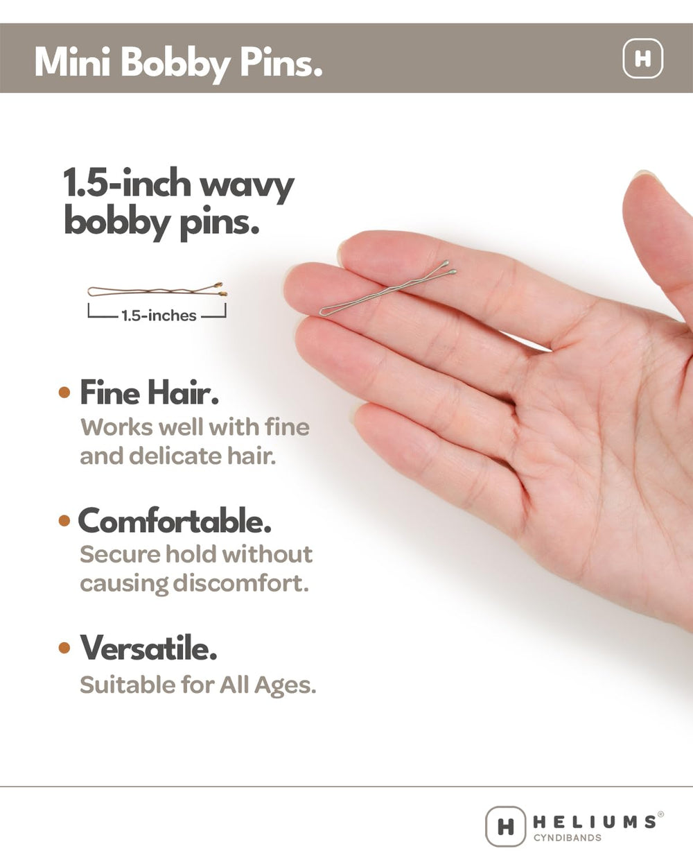 Heliums mini bobby pins close-up texture showing no-slip grip benefit