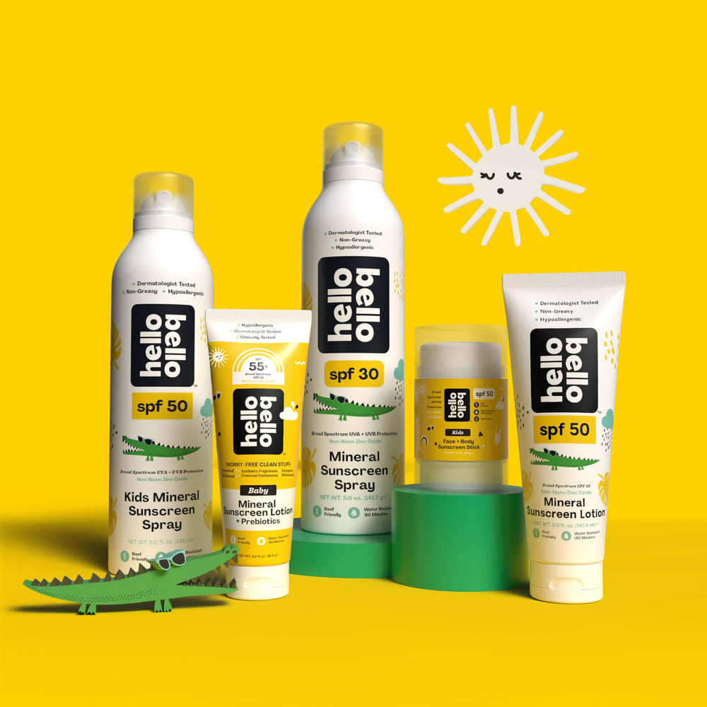Hello Bello label close-up highlighting non-nano zinc oxide ingredient benefit