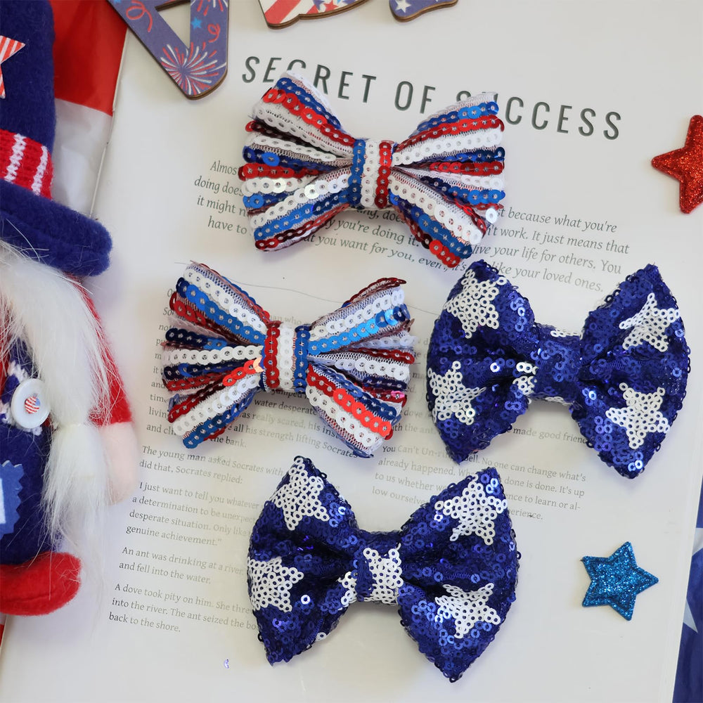 HELYKAKA four bows arranged flatlay showing color coordination and set variety