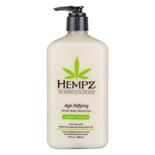 Hempz front pump bottle showing label and large 17oz size benefits
