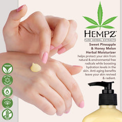 Hempz lotion texture closeup showing creamy smoothness and fast absorption benefit