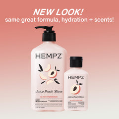 Hempz mini juicy peach in a weekend bag lifestyle scene offering on-the-go hydration benefit