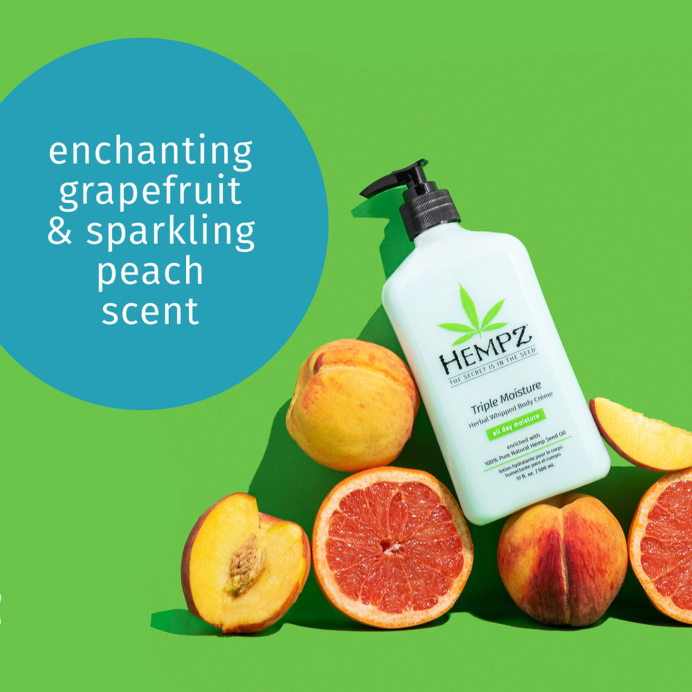 Hempz open jar top-down view revealing creamy whipped interior and scent cues
