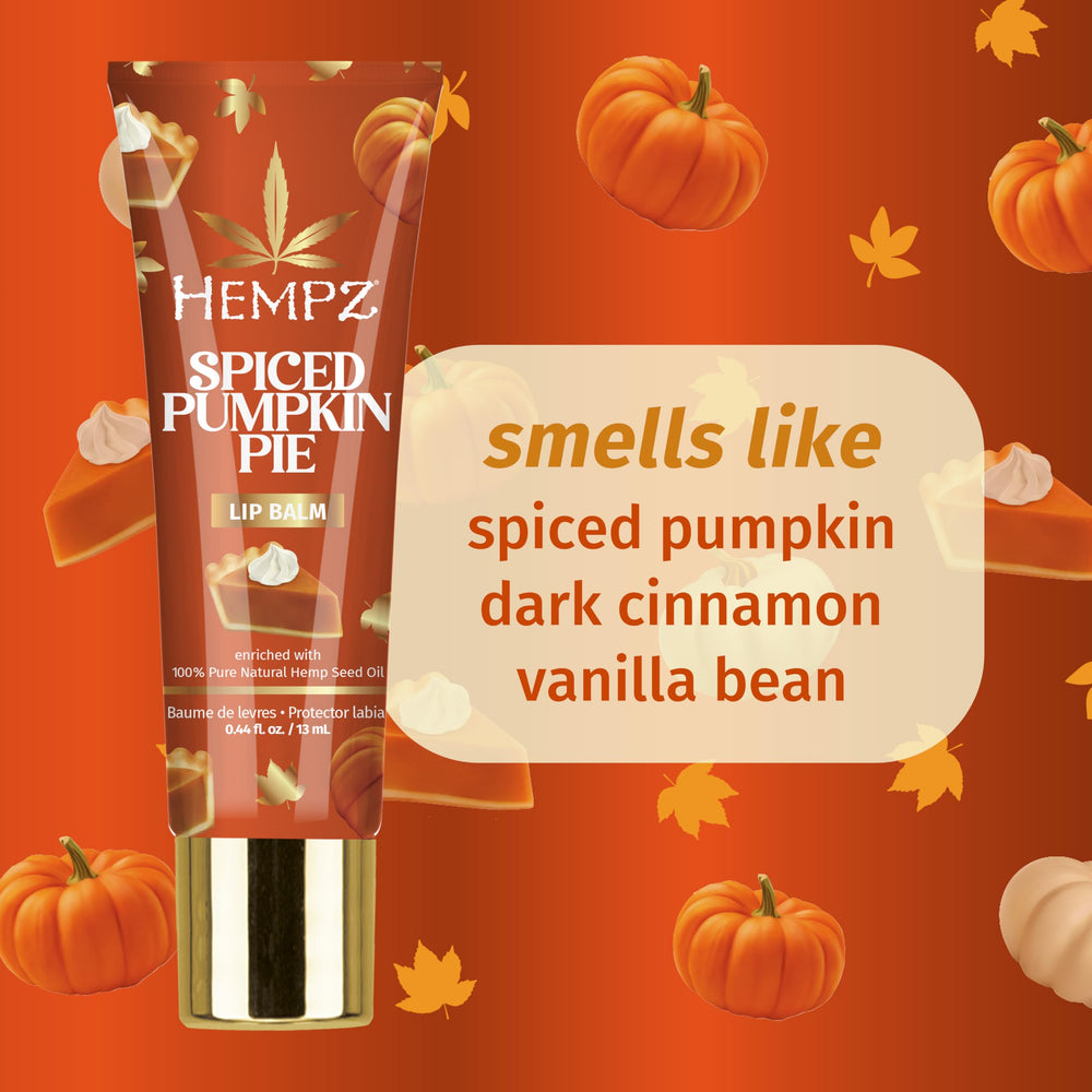 Hempz Spiced Pumpkin Pie lip balm tube detail protecting and hydrating lips