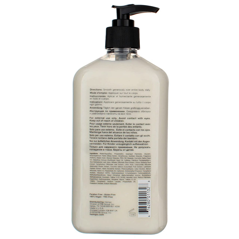 Hempz lotion texture spread on skin demonstrating smooth absorbency benefit