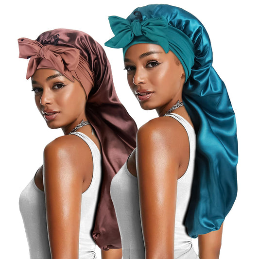 Heniho front view packaged bonnets showing two-piece set and tie bands benefit easy rotation