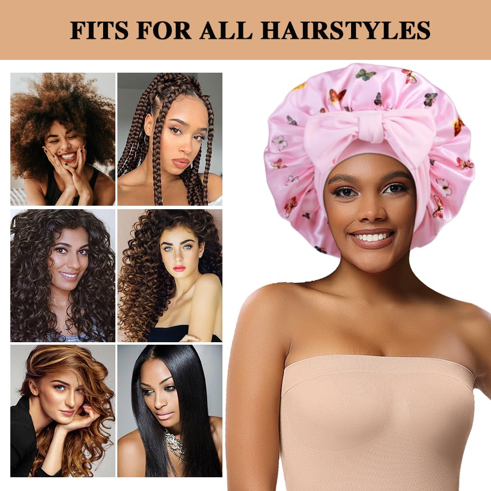 Heniho three satin scrunchies flat lay matching bonnets for gentle daytime styling
