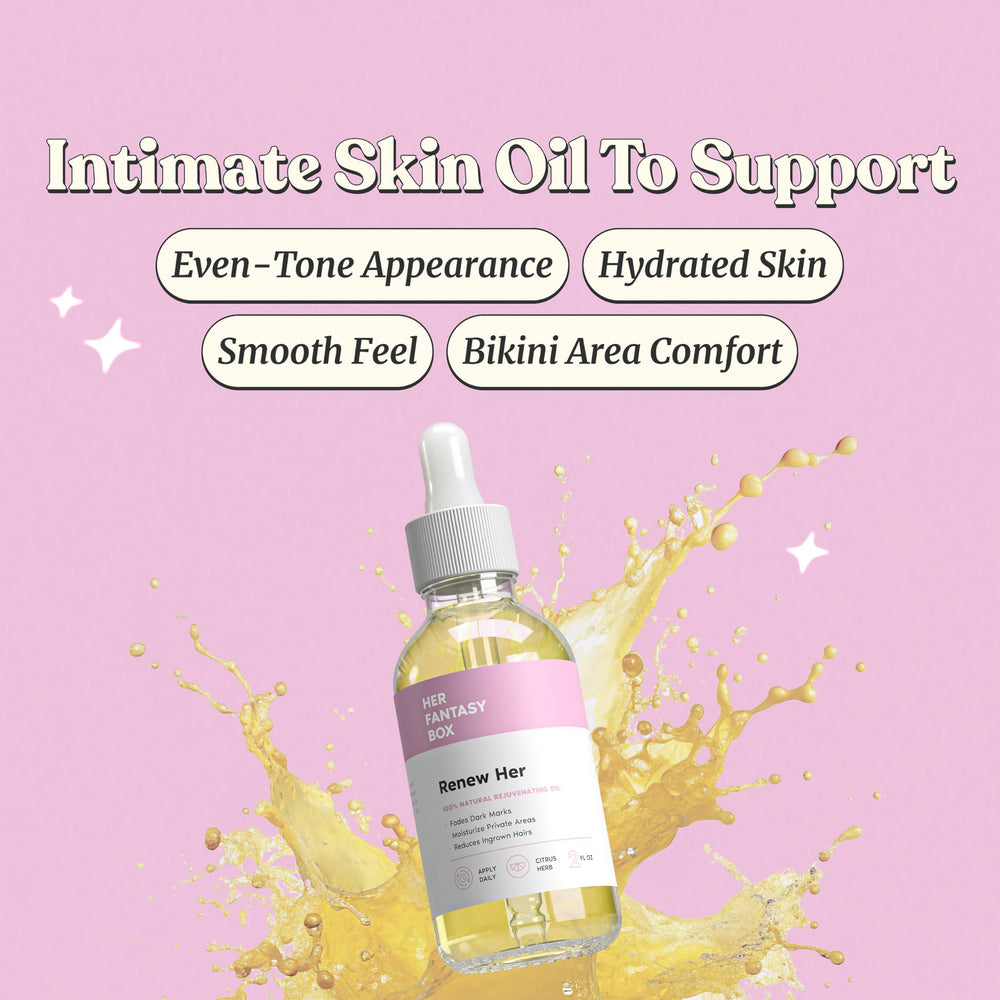 Her Fantasy Box label closeup highlighting natural formulation and benefits