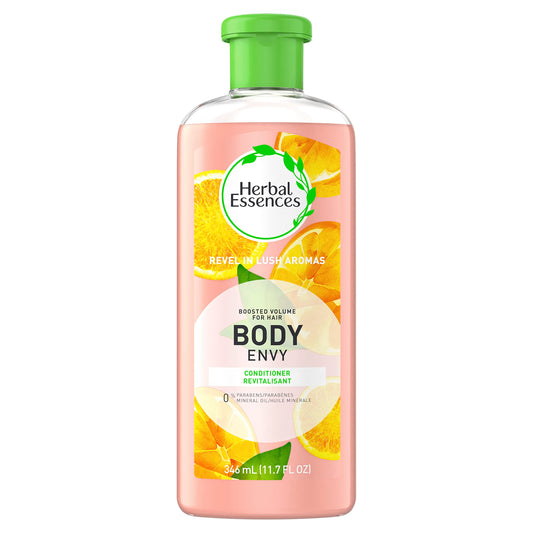 Herbal Essences bottle front packaging showing product and benefits