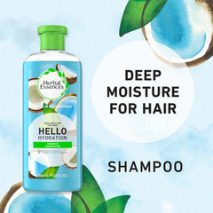 Herbal Essences back label with ingredient list and dermatologist-tested benefit visible