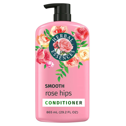 Herbal Essences front bottle showing rose hips conditioner, clear benefit smooth shine