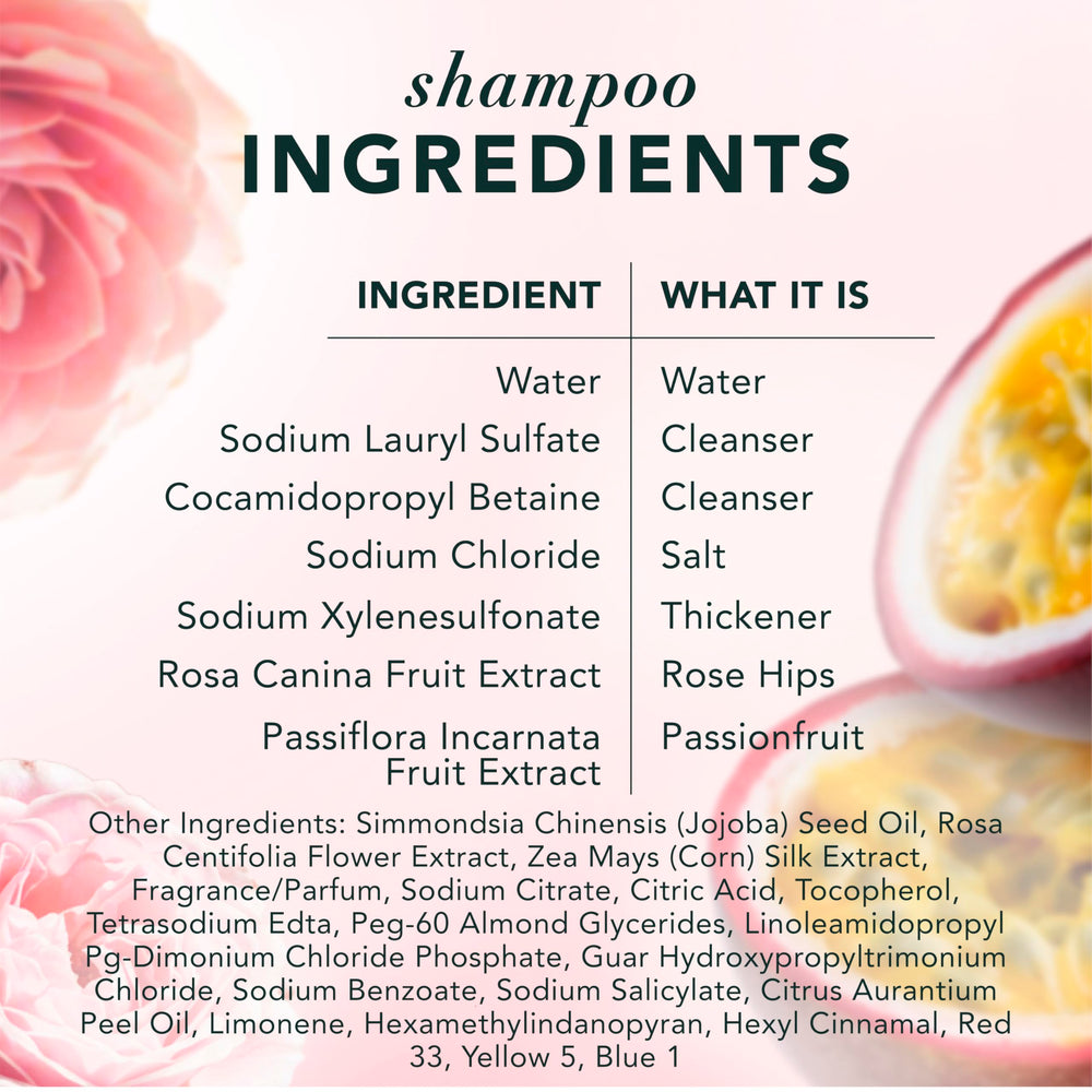 Herbal Essences bottle on shower shelf styled with plants, suggests natural scent experience
