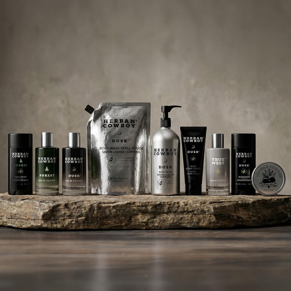Herban Cowboy dusk among other Herban Cowboy products displaying complementary grooming options