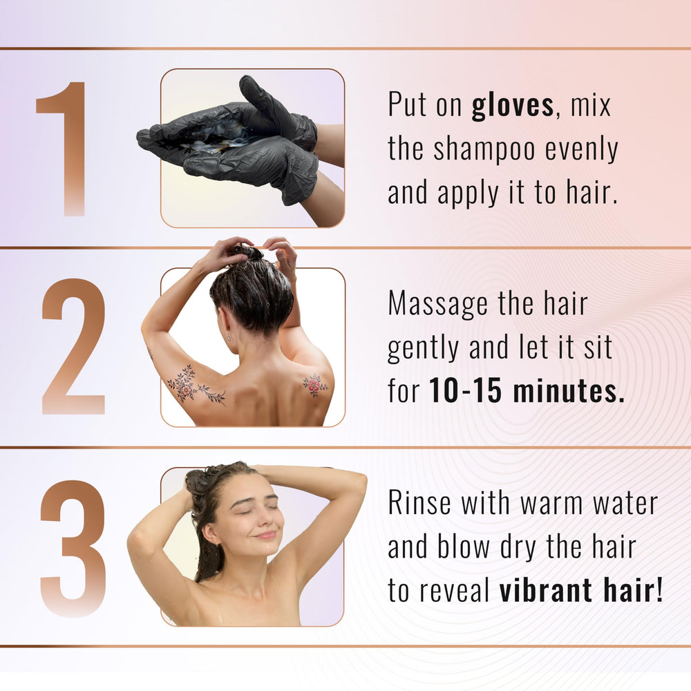 Herbishh shampoo foaming on hair highlighting gentle lather and conditioning effect