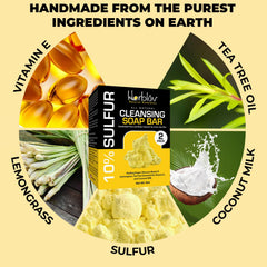 Herblov ingredient label featuring lemongrass and tea tree for clarifying and toning benefits
