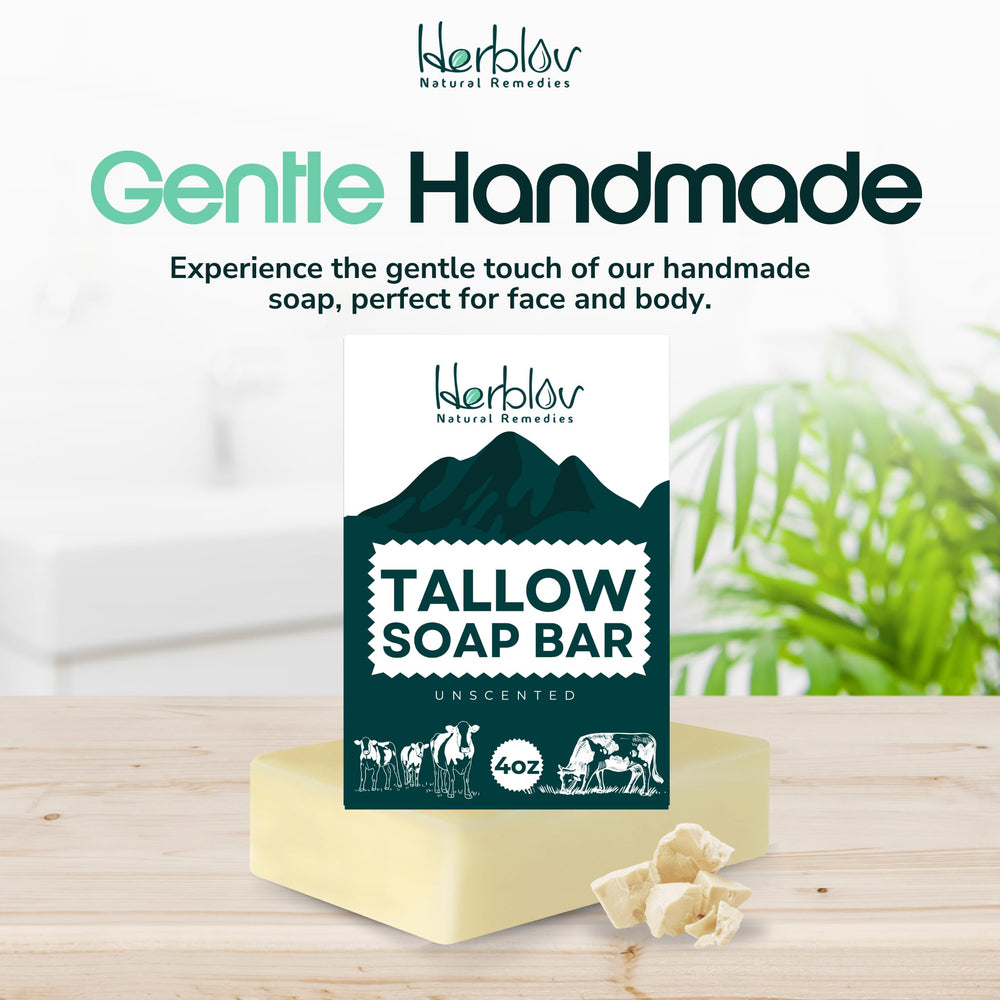 Herblov soap resting on towel and draining dish to extend bar life and prevent sogginess