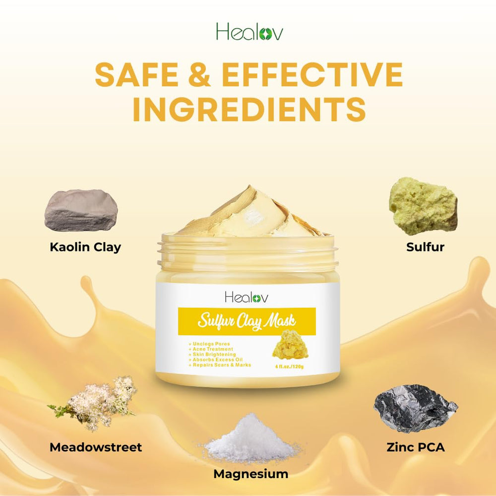 Herblov ingredient close-up with kaolin and sulfur showcasing natural blend