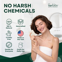 Herblov tea tree soap scale and size compared to hand for portion guidance