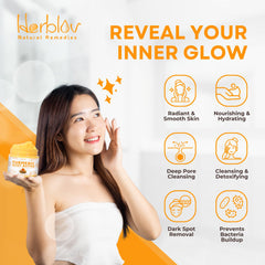 Targeted application of Herblov on body spots illustrating spot-fading use
