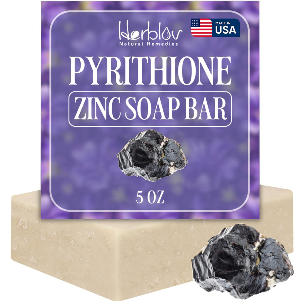 Herblov zinc soap bar front packaging displaying name and benefits