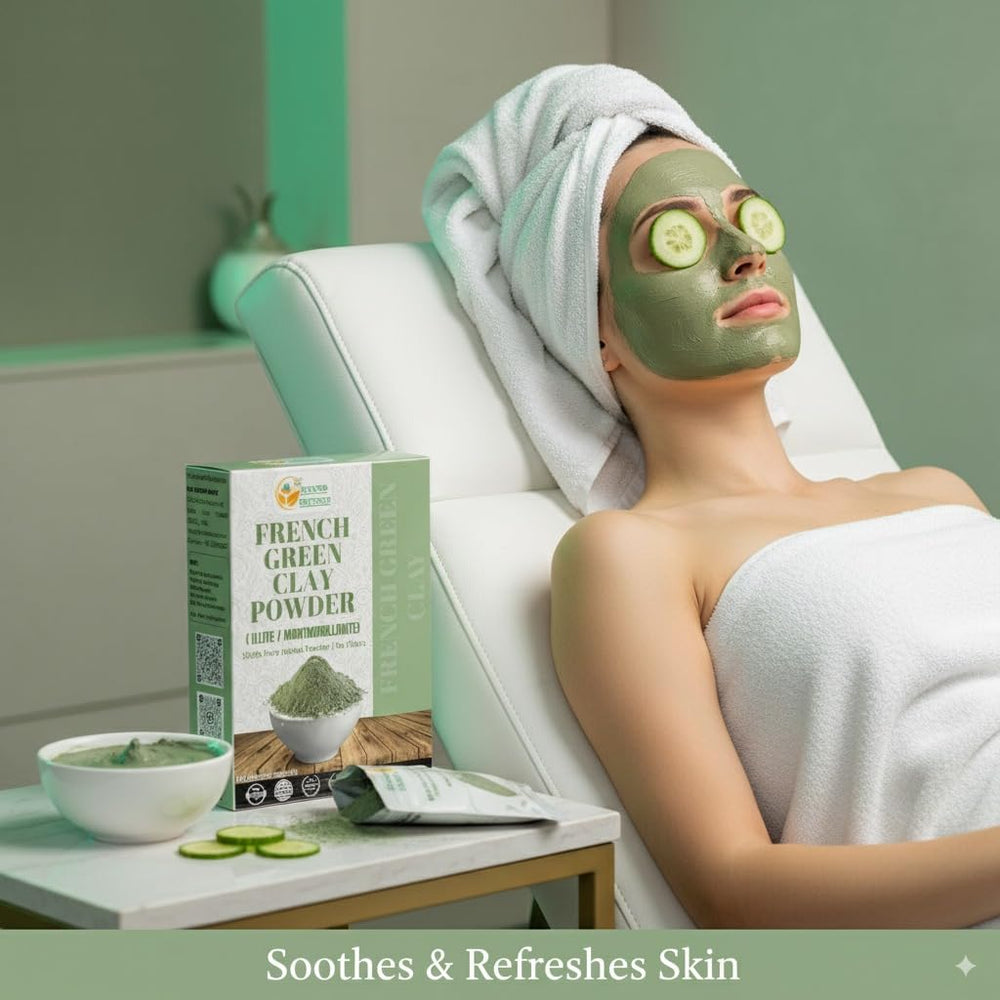 Herbs Botanica applied as a face mask on model demonstrating even coverage