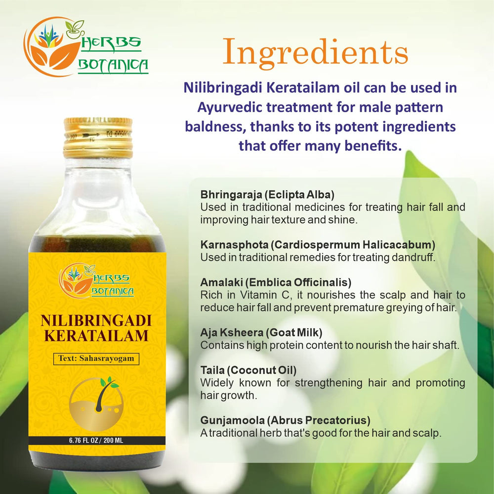 Close-up of Herbs Botanica label highlighting ingredients and traditional formulation benefits