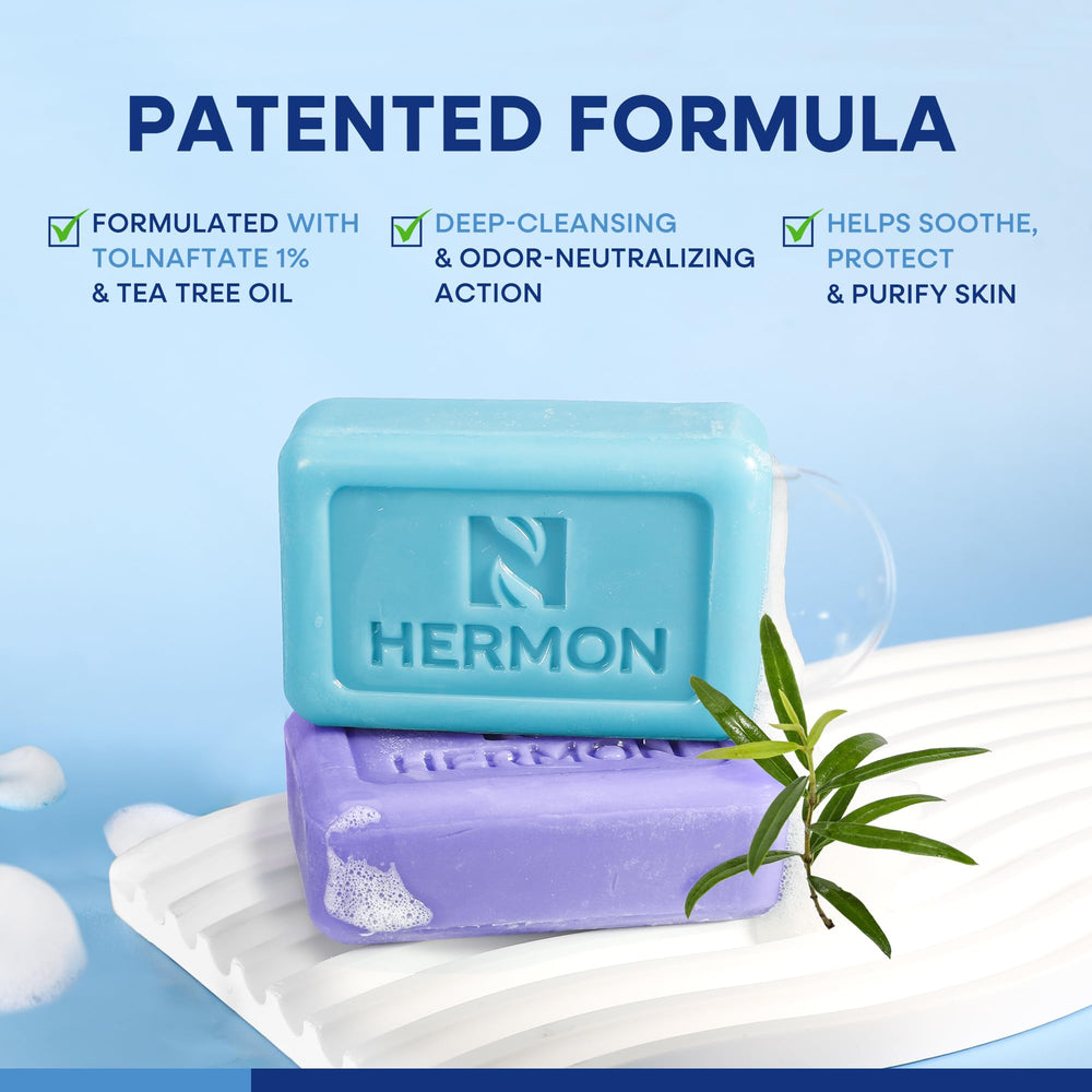 Hermon tea tree oil droplet ingredient emphasizing natural antiseptic