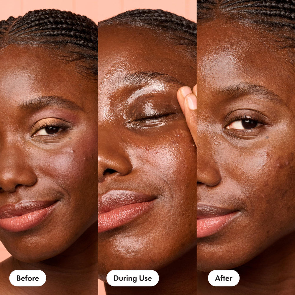 HERO COSMETICS massage application on face showing gentle makeup removal