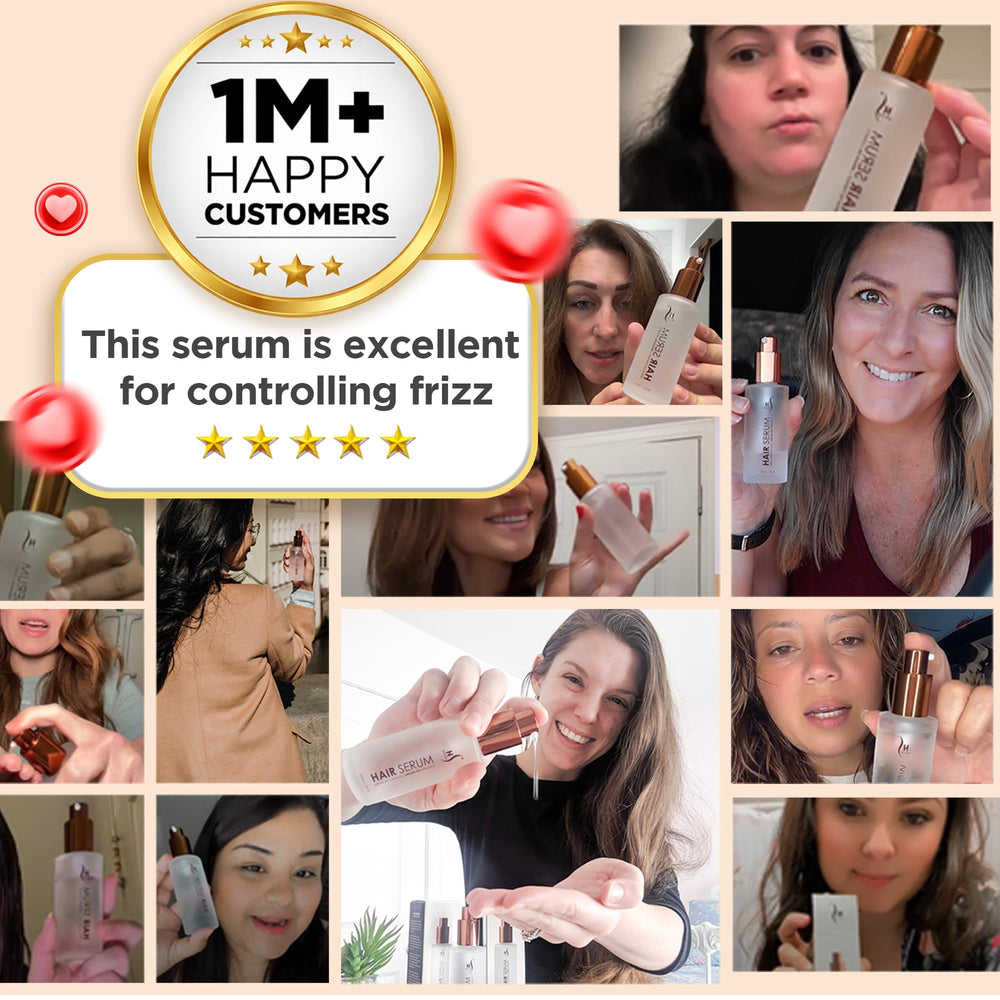 HerStyler serum warming in palms before application for smoother, frizz-free styling