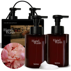hetras bottle front view showing Bombshell scent and elegant label benefit: clear product identity