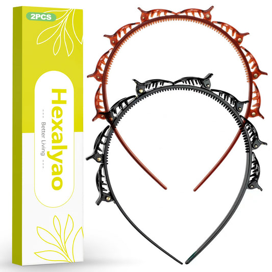 Hexalyao front view showing both headbands and clips for easy styling