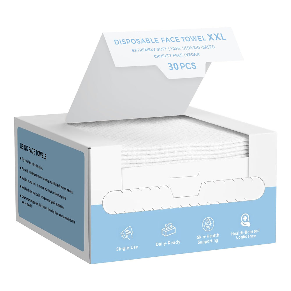 HEYFACE front packaging showing 30-count biodegradable wipes and benefits