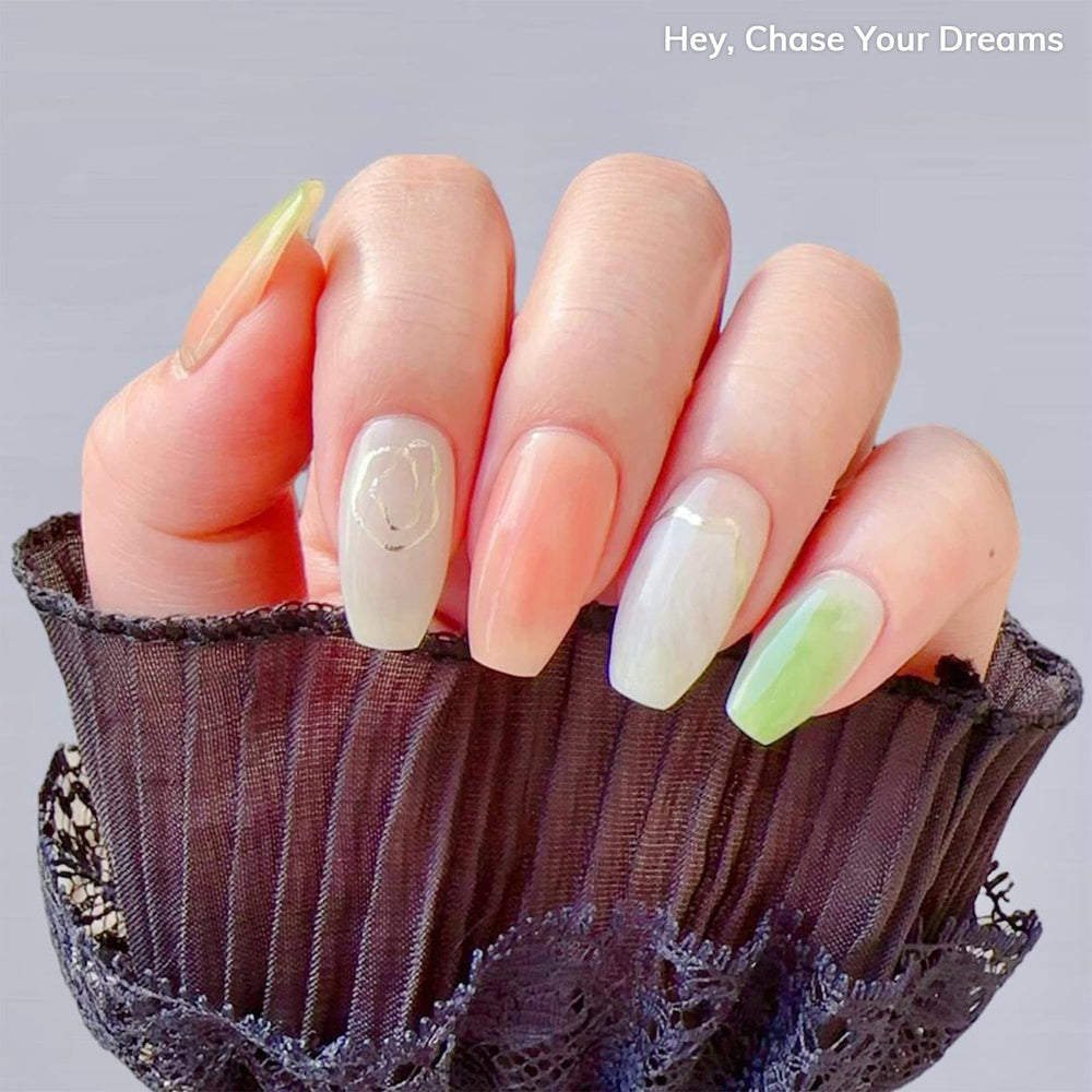 heyhae close-up marble pattern highlighting smooth gel texture
