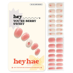 heyhae front packaging showing complete berry sweet kit and included tools benefit: ready-to-use manicure