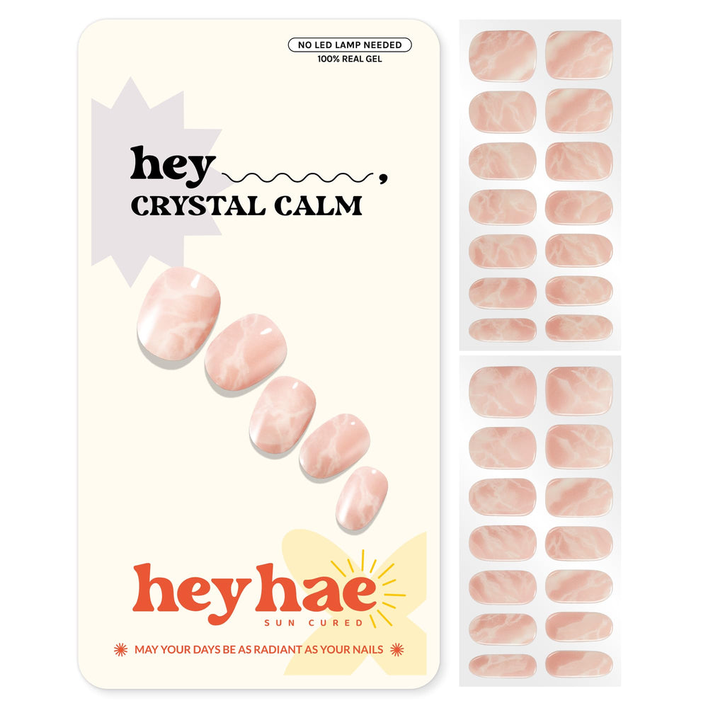 heyhae front packaging showing pink marble strips and included tools, clear kit benefit