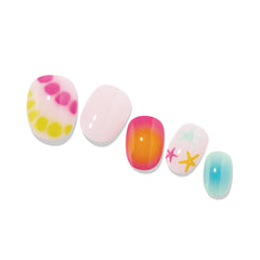 heyhae lifestyle beach setting with glowing nails, evoking coastal-inspired style