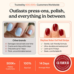 heyhae finished manicure on hands showcasing long-lasting wear